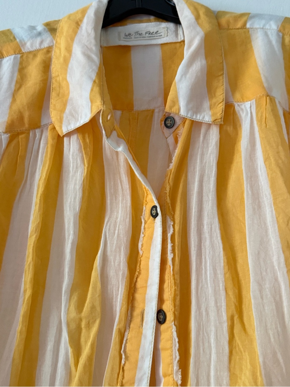 We The Free Yellow & White Striped Button-Down Shirt size M (oversized) - Picture 3 of 11